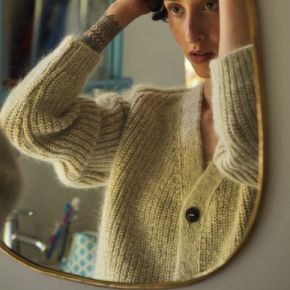 Cozy Beige Women's Cardigan Sweater - Picture 6 of 15